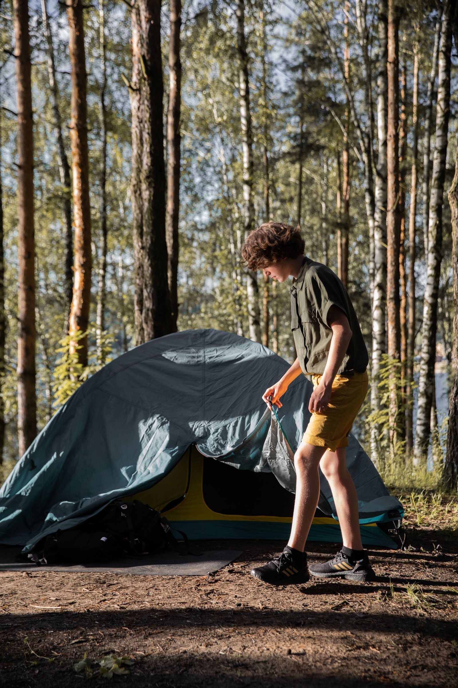 Friends laughing at camp